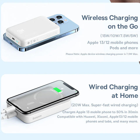 Baseus Neo 10000mAh Magnetic Power Bank – Mini Wireless Fast-Charge with Auto-Wake