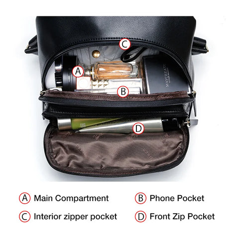 FOXER Women’s Patchwork Zipper Backpack - Large Capacity College Bag