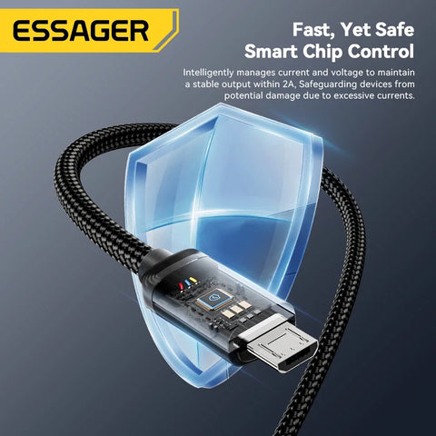 Essager Micro USB Cable 3M - 2A Fast Charging for Xiaomi, Realme, Samsung, Huawei Mobile Phones