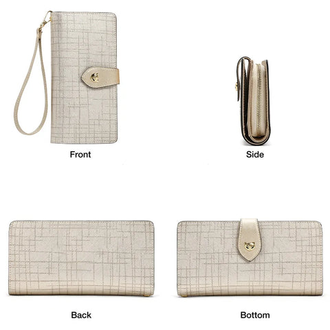 FOXER Split Leather Women's Long Clutch Wallet - 2025 Fashion Lightweight Card Bag