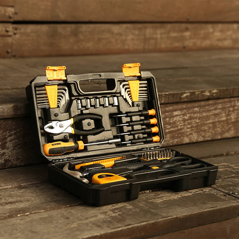 DEKO DKMT62 Hand Tool Set – CR-V & S2 Ratchet Socket Kit with Bits for Professional Auto Repair