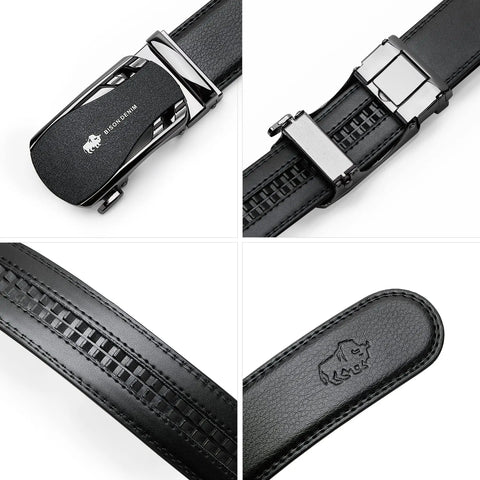 Luxury Business Leather Belt – Black Automatic Buckle for Men