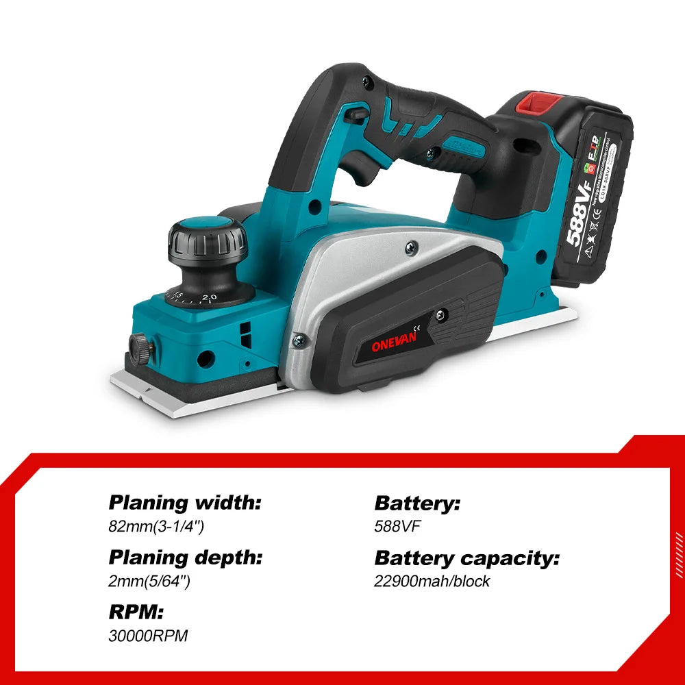 ONEVAN 82MM 30000RPM Bürstenlosen Elektrische Hobel Cordless Router Trimmer Holz Schleifen Schneiden Power Werkzeuge Für Makita Batterie pin
