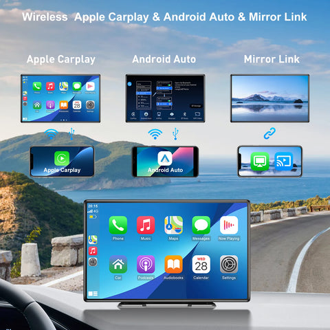 ESSGOO 9" draadloos CarPlay &amp; Android Auto-display