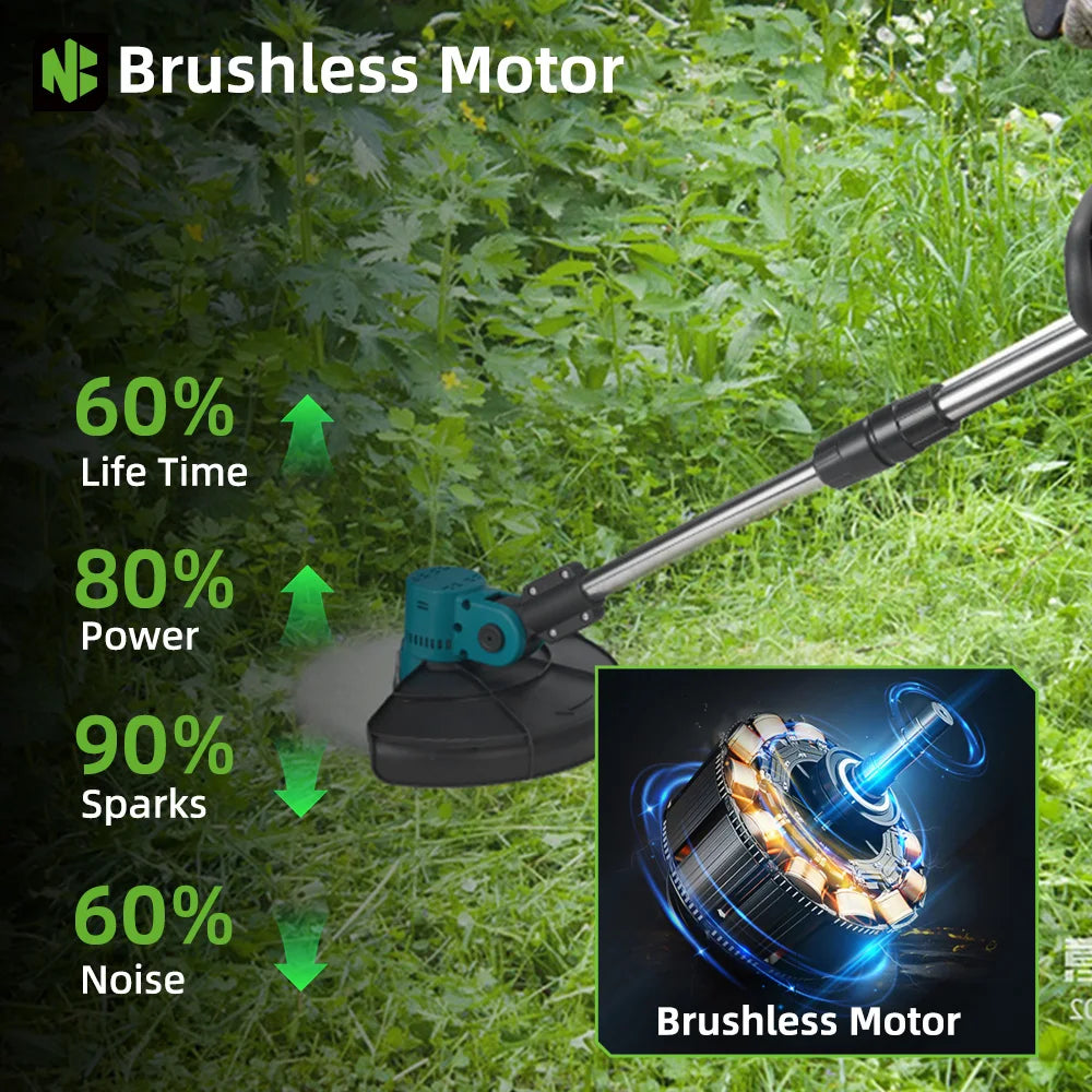 NEWBENY 4000W 9-Inch Cordless Lawn Mower – Garden & Hedge Trimming Tool for Makita Battery Pin