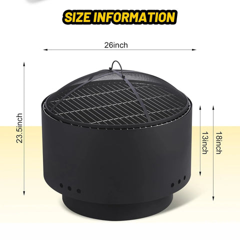 Smokeless Patio Fire Pit with Cooking Grate for Backyard BBQ