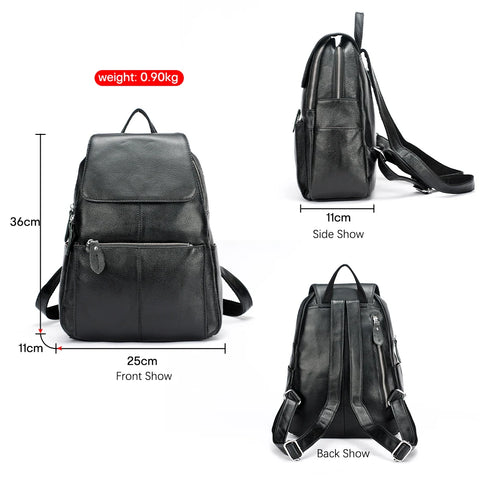 Zency Genuine Leather Women's Backpack - Designer Travel Knapsack