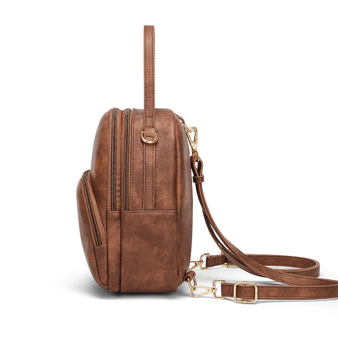 Cnoles Fashion Designer Backpack for Women - Small Leather Rucksack for School & Travel