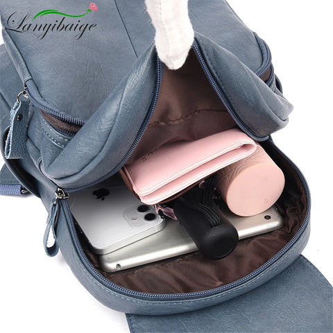 Stylish Large Capacity Leather Backpack Purse for Women