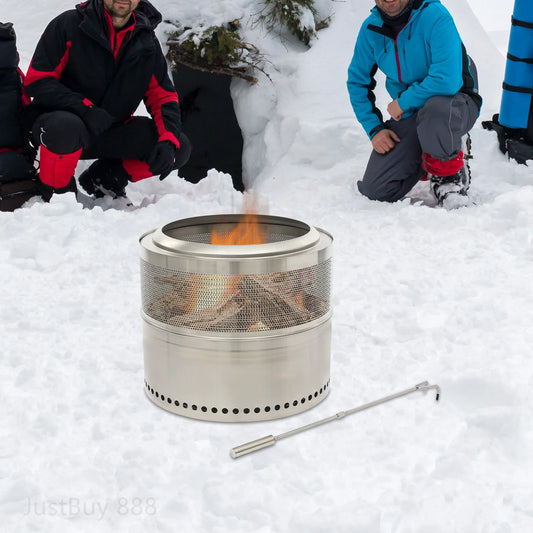 50x40cm Folding Smokeless Fire Pit - Portable Stainless Steel for Outdoor Fun