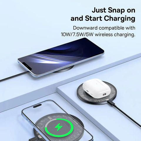 Baseus 15W Fast Wireless Charger - Qi-Compatible Charging Pad for iPhone 16/15/14/13, AirPods, Samsung S22/S10, Xiaomi, LG