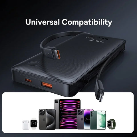 Baseus Duo 10000mAh Power Bank – 22.5W PD Fast-Charge with Dual Cables