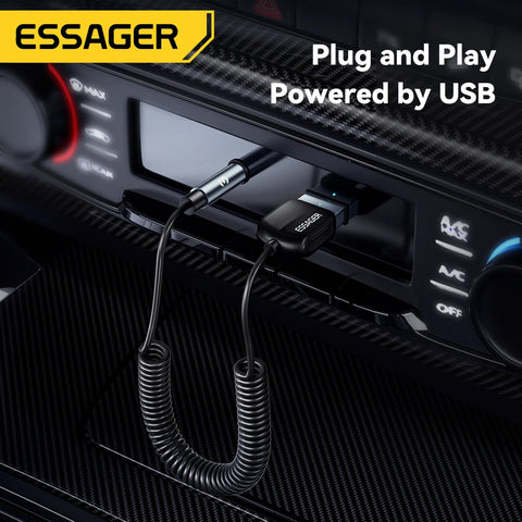 Essager Bluetooth Aux Adapter - USB to 3.5mm Wireless Audio Transmitter for Car Stereo