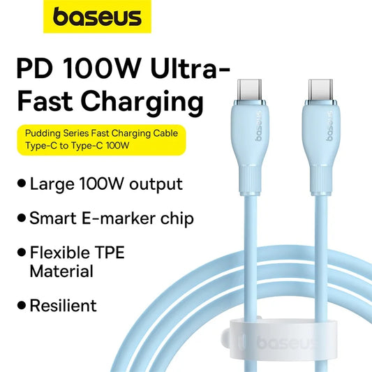 Baseus PD 100W USB-C Fast Charging Cable for MacBook, iPhone 16/15, Xiaomi