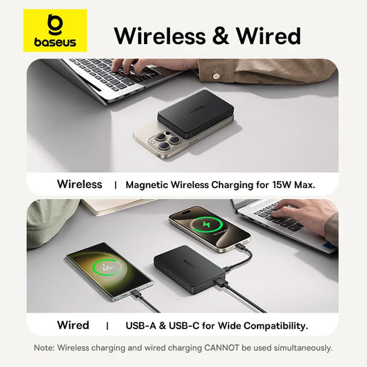 Baseus Qi2 10000mAh Magnetic Power Bank – 15W Wireless & 22.5W Wired Charging