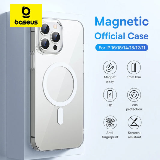 Baseus Magnetic Wireless Charging Case for iPhone 16 15 Pro Max, Compatible with iPhone 14 13 12 11 Pro Max Plus