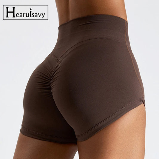 Scrunch High-Waist Yoga Shorts – Quick-Dry Gym & Running Workout Shorts for Women