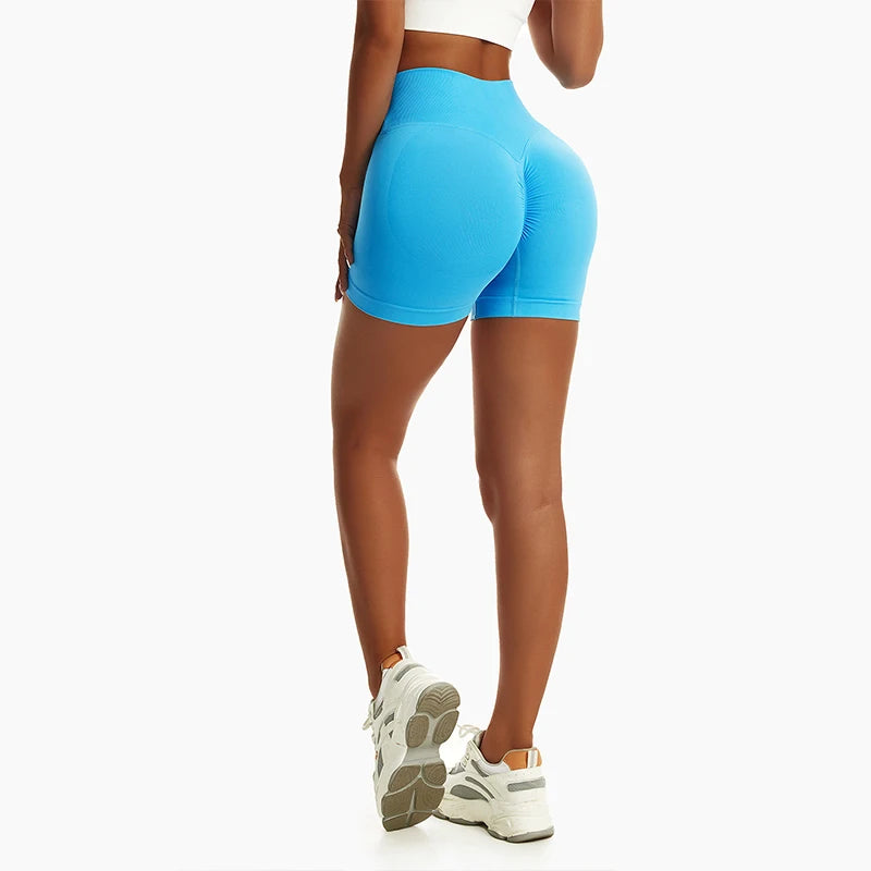 Summer Seamless High-Waist Yoga Shorts – Breathable Butt-Lift Cycling & Gym Shorts for Women