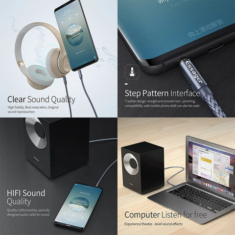 Essager 3.5mm Aux Cable - Durable Speaker Wire for Car & Headphones, Compatible with Samsung & Xiaomi