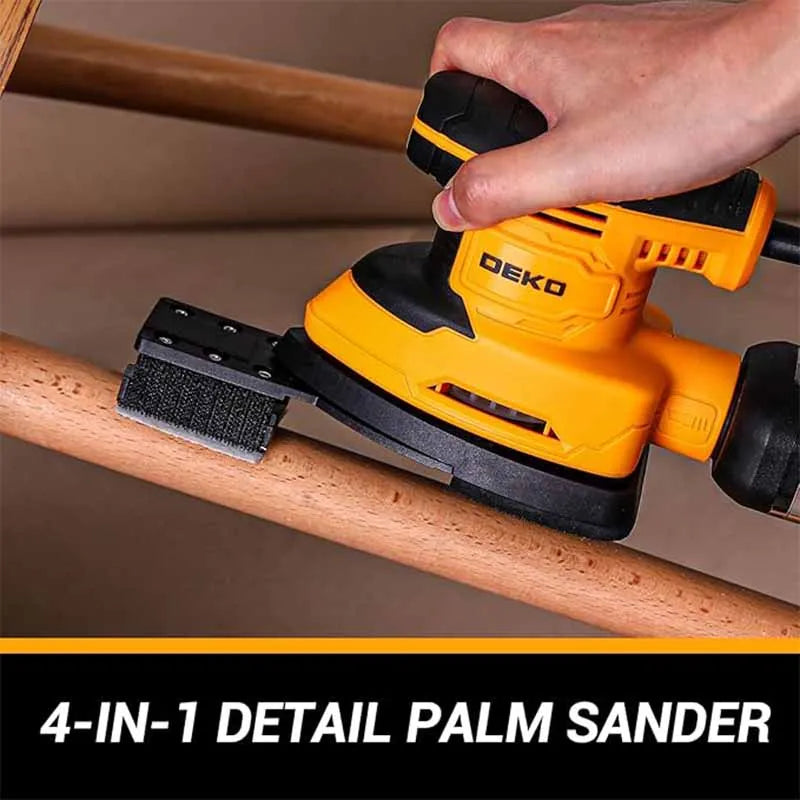 DEKO 220V Electric Mouse Sander – 13,000 RPM with 3 Pads & 12 Sandpapers for Woodworking