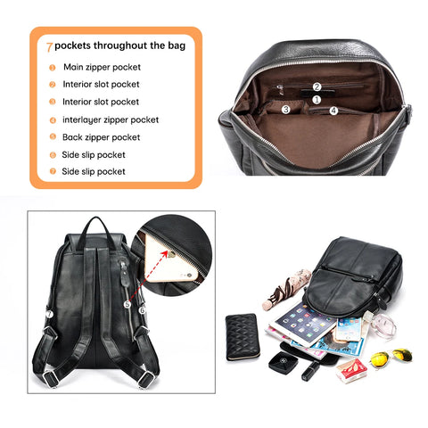 Zency Genuine Leather Women's Backpack - Designer Travel Knapsack