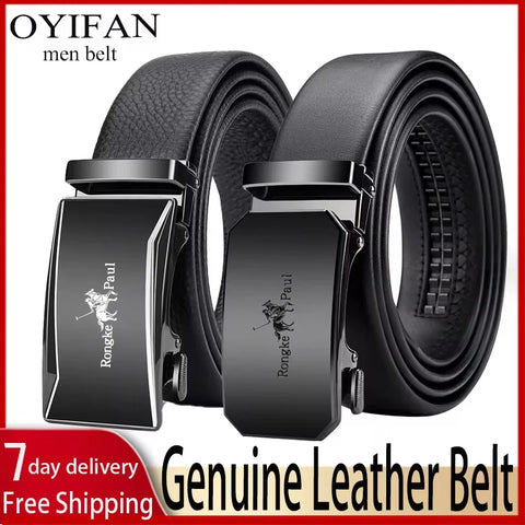 OYIFAN Genuine Leather Belt – Adjustable Automatic Buckle for Business Wear