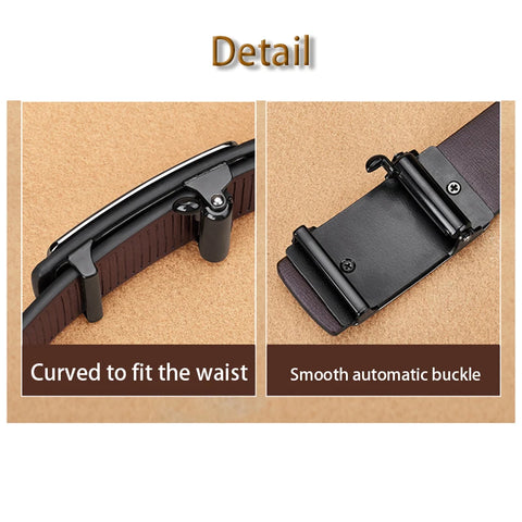 OYIFAN Genuine Leather Belt – Fashion Automatic Buckle with Ratchet Adjustment