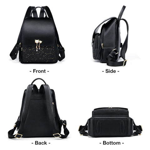 FOXER Women’s Patchwork Zipper Backpack - Large Capacity College Bag