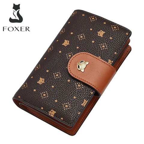 FOXER Women's Elegant Signature Card Holder Wallet - High Capacity, Stylish Gift