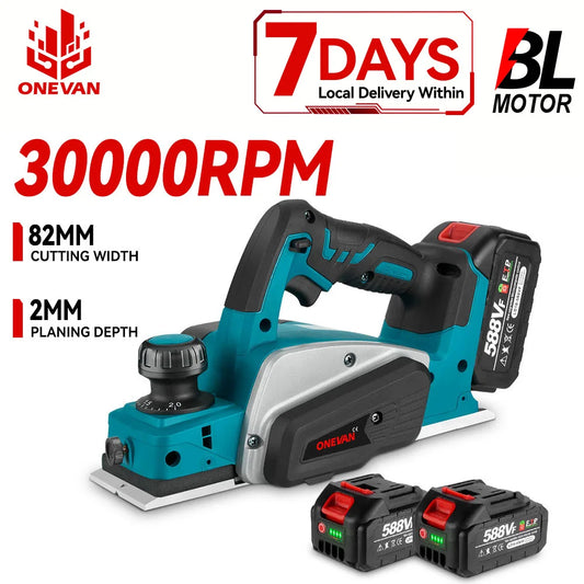 ONEVAN 82MM 30000RPM Bürstenlosen Elektrische Hobel Cordless Router Trimmer Holz Schleifen Schneiden Power Werkzeuge Für Makita Batterie pin
