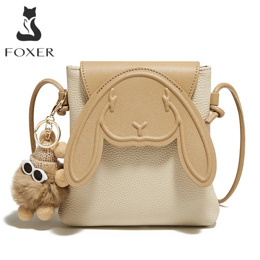 FOXER Women Leather Cute Rabbit Design Crossbody Bag