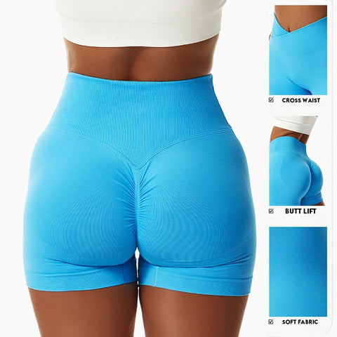 Nahtlose Yoga-Shorts mit hoher Taille für den Sommer – Atmungsaktive Po-Lift-Rad- und Fitnessshorts für Damen