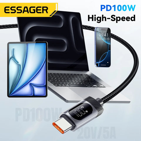 Essager USB-C Cable - 100W PD Fast Charging for iPhone 16/15, Xiaomi, Huawei, MacBook & iPad