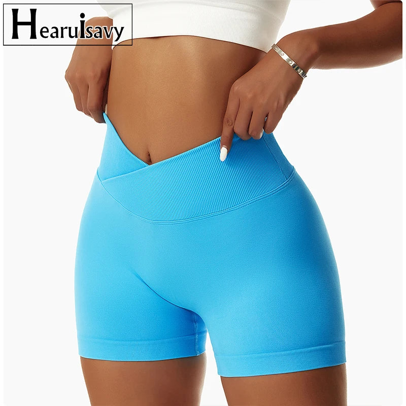 Summer Seamless High-Waist Yoga Shorts – Breathable Butt-Lift Cycling & Gym Shorts for Women