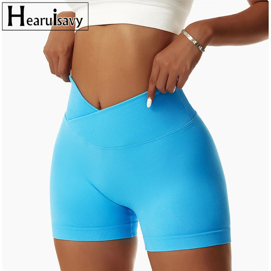 Summer Seamless High-Waist Yoga Shorts – Breathable Butt-Lift Cycling & Gym Shorts for Women