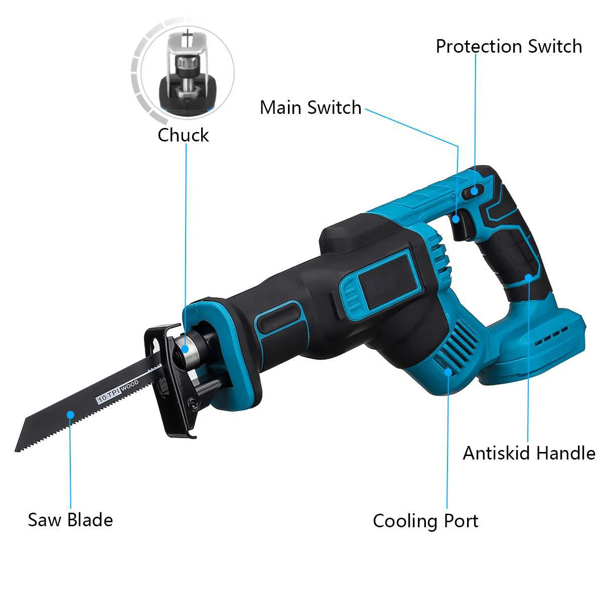 18v 300mm kabellose elektrische Säbels äge stufenlos Metall Holz schneidwerk zeug mit variabler Geschwindigkeit elektrische Säge für Makita 18V Teig