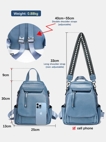 Zency Genuine Leather Women's Fashion Backpack - High Quality Stylish Satchel for School & Travel