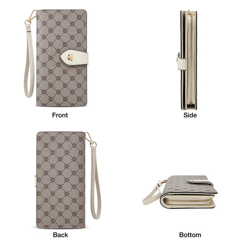 FOXER Dames Lange Portemonnee &amp; Paspoorthouder - Stijlvolle Clutch met Polsband