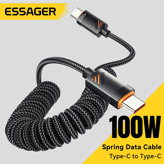 Essager Type C to Type C Cable - 100W PD Fast Charging for iPhone 16/15, MacBook, iPad, Xiaomi, Samsung