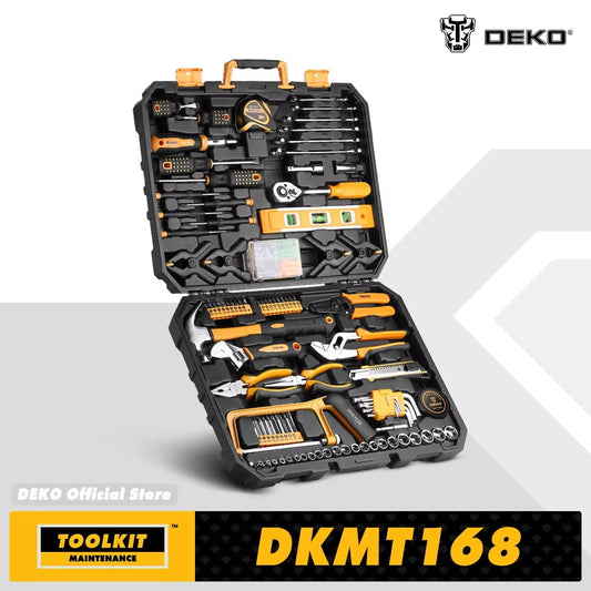 DEKO DKMT Handgereedschapset – Houtbewerkingsmultitool met doos, doppenset en momentsleutel