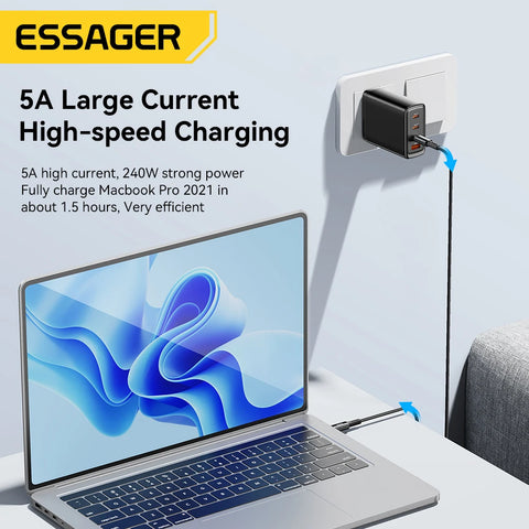 Essager Type-C 67W Fast Charging Cable - 240W Super Charge, 6A, Compatible with Xiaomi 12 Pro, Redmi K50, Note 11 Pro, Black Shark 5 Pro