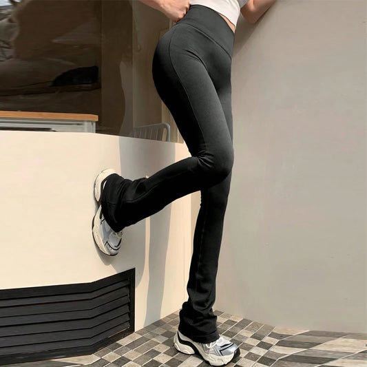 High-Waist Seamless Flared Yoga Pants – Compression Fit Lifting Leggings for Outdoor & Fitness Wear