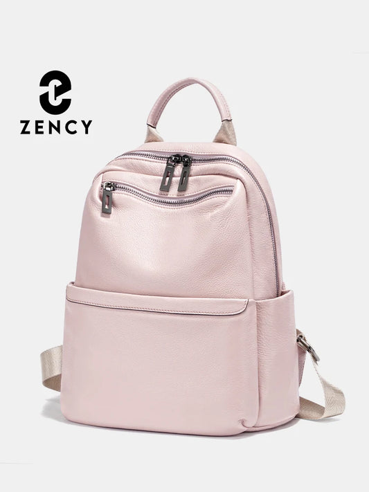 Zency Women's Soft Leather Backpack: Luxury Travel Rucksack with Large Capacity