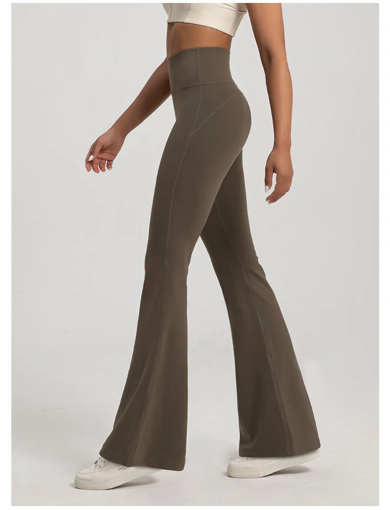 Naked High-Waist Bell-Bottom Pants – Waist-Cinching Hip-Lift Yoga & Fitness Wear for Women