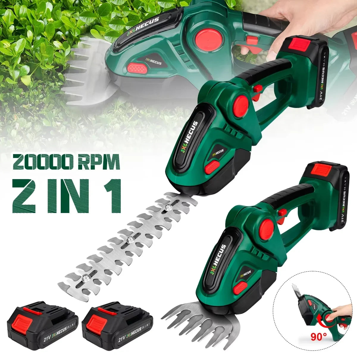 G Nadal 2-in-1 Electric Hedge Trimmer & Lawn Mower – 20,000RPM Garden Shears for Makita 18V Battery Pin