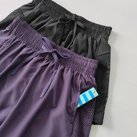 Women’s High-Waist 2-in-1 Yoga Shorts – Quick-Dry Fitness & Running Workout Shorts