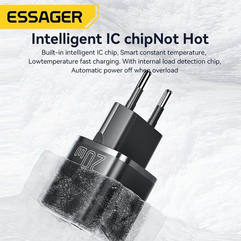 Essager 20W GaN USB-C Fast Charger with PD & QC 3.0 for iPhone 14/13/12/11 Pro Max, Mini & iPad