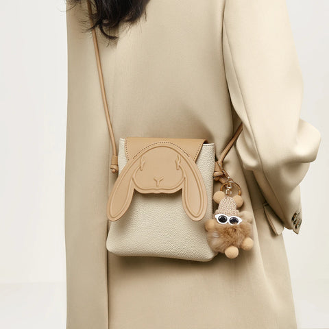 FOXER Women Leather Cute Rabbit Design Crossbody Bag