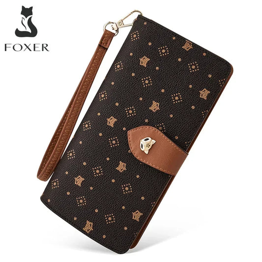 FOXER Dames Lange Portemonnee &amp; Paspoorthouder - Stijlvolle Clutch met Polsband