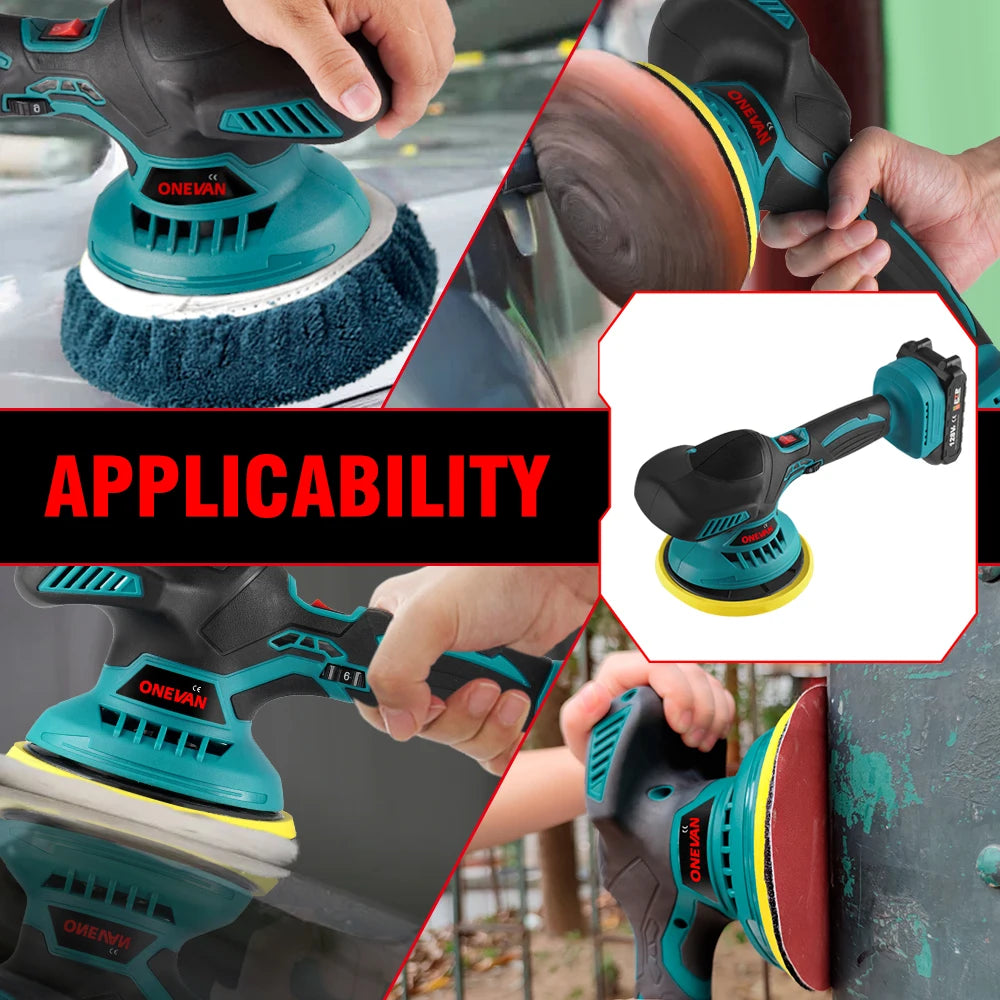 ONEVAN 6-Speed Cordless Car Polisher – Electric Waxing Machine for Makita Battery Pin